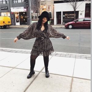 Lovestitch Leopard Print Dress with Black Lining